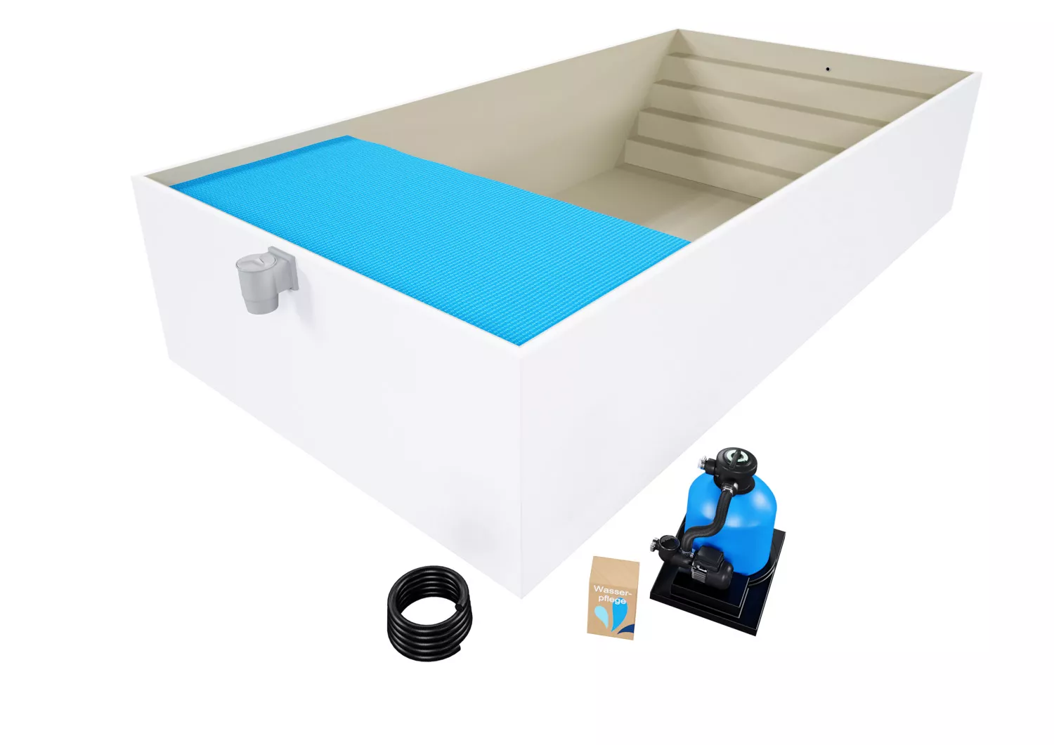 Isotherm-Pool Komplettset Comfort sand mit Treppe Colossos - 400 x 800 x 150 cm